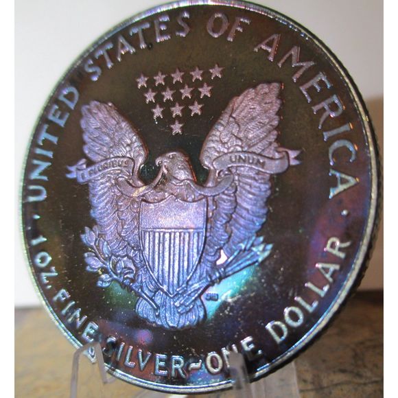 Lady Liberty/American Eagle Multicolor TONED COIN - Picture 3 of 4